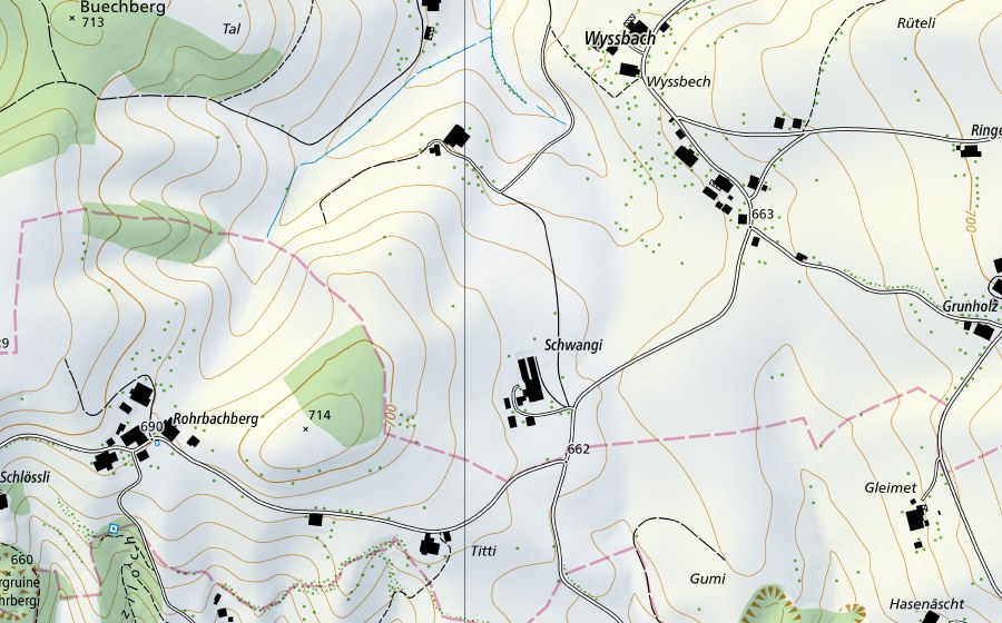 Carte nationale swisstopo avec le périmètre protégé de Murg-Murgenthal, Walliswil (Station hydrométrique)