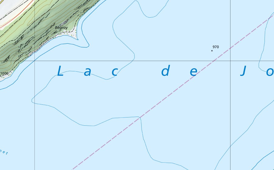 swisstopo national map showing the protected perimeter of Orbe-Orbe, Le Chalet (Hydrological station)