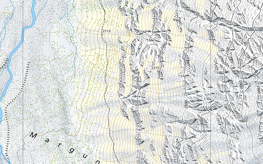 swisstopo national map showing the protected perimeter of Rosegbach-Pontresina (Hydrological station)