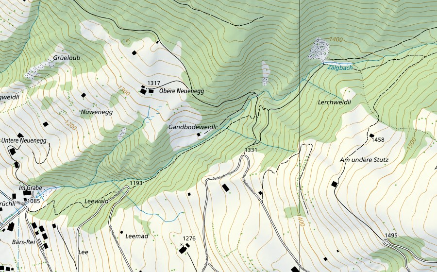 swisstopo national map showing the protected perimeter of Simme-Oberwil (Hydrological station)