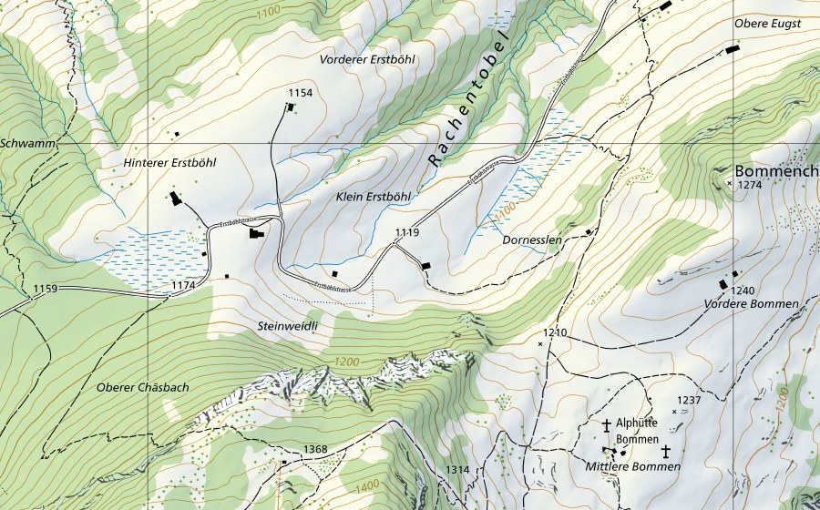 Carte nationale swisstopo avec le périmètre protégé de Sitter-Appenzell (Station hydrométrique)