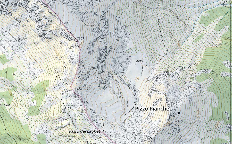 swisstopo national map showing the protected perimeter of Ticino-Bellinzona (Hydrological station)