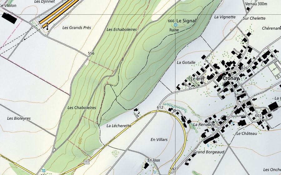 Carte nationale swisstopo avec le périmètre protégé de Zihlkanal-Gampelen, Zihlbrücke (Station hydrométrique)