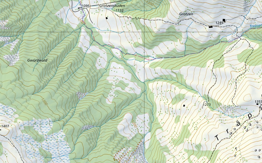 Landeskarte swisstopo mit dem Schutzperimeter von Zürichsee-Zürich (Hydromessstation)