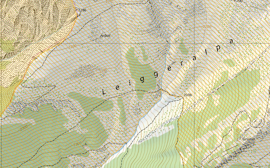 Landeskarte swisstopo mit dem Schutzperimeter von Alpjuhorn (Jagdbanngebiet)