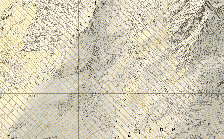 Landeskarte swisstopo mit dem Schutzperimeter von Alpjuhorn (Jagdbanngebiet)