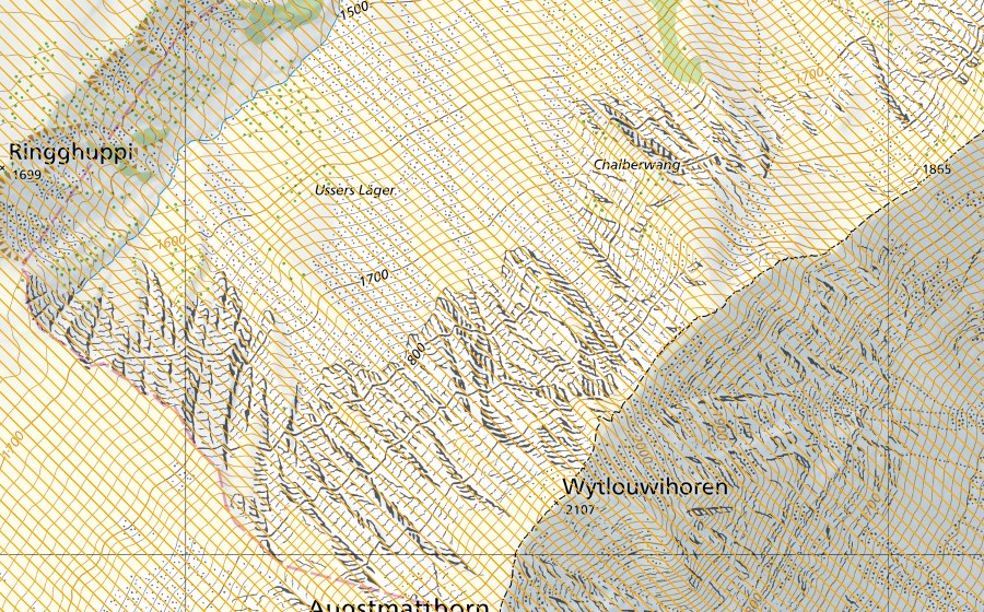 Carta nazionale swisstopo con il perimetro protetto di Augstmatthorn (Bandita federale)