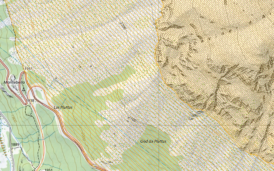 Carte nationale swisstopo avec le périmètre protégé de Bernina-Albris (District franc fédéral)