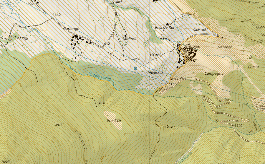 swisstopo national map showing the protected perimeter of Campo Tencia (Federal hunting reserve)
