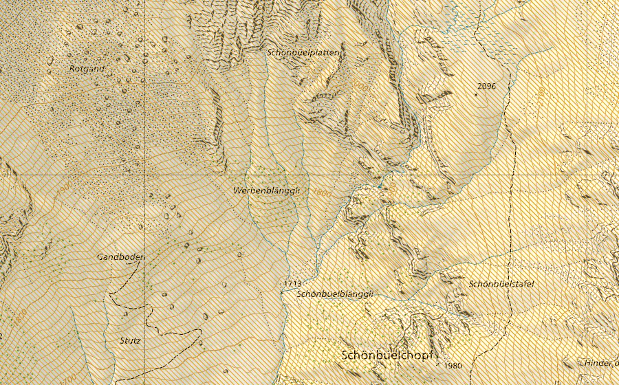 Landeskarte swisstopo mit dem Schutzperimeter von Chrauchtal (Jagdbanngebiet)