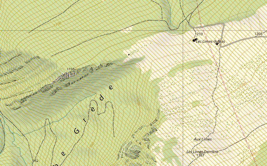 Landeskarte swisstopo mit dem Schutzperimeter von Combe-Grède (Jagdbanngebiet)
