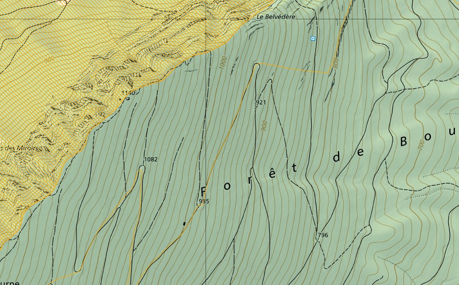 Landeskarte swisstopo mit dem Schutzperimeter von Creux-du-Van (Jagdbanngebiet)