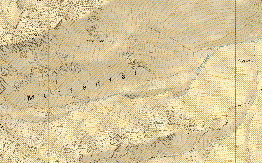 Carte nationale swisstopo avec le périmètre protégé de Graue Hörner (District franc fédéral)