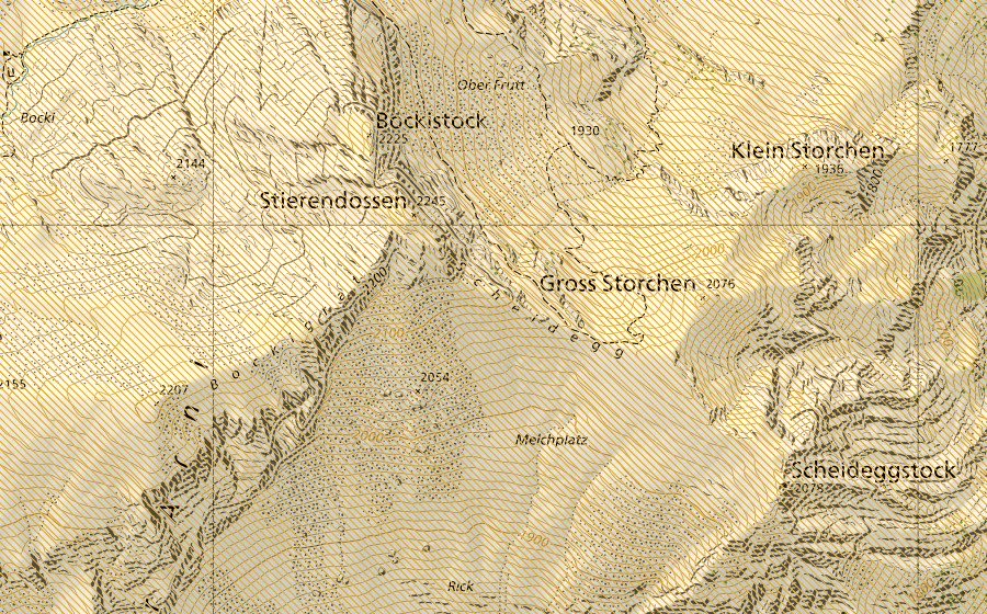 Landeskarte swisstopo mit dem Schutzperimeter von Hutstock (Jagdbanngebiet)