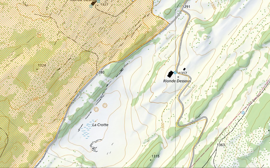 Landeskarte swisstopo mit dem Schutzperimeter von Le Noirmont (Jagdbanngebiet)