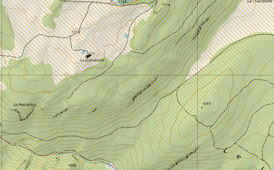 Landeskarte swisstopo mit dem Schutzperimeter von Le Noirmont (Jagdbanngebiet)