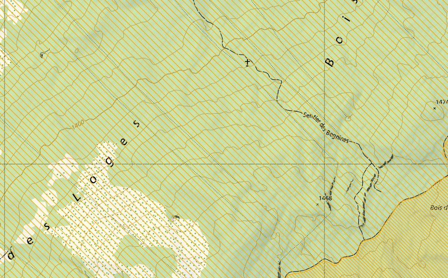 Carte nationale swisstopo avec le périmètre protégé de Le Noirmont (District franc fédéral)