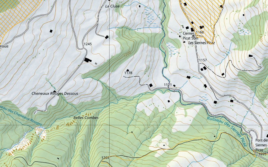 Landeskarte swisstopo mit dem Schutzperimeter von Les Bimis-Ciernes Picat (Jagdbanngebiet)