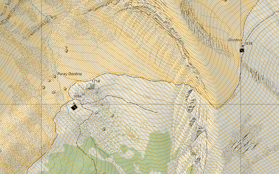 swisstopo national map showing the protected perimeter of Les Bimis-Ciernes Picat (Federal hunting reserve)
