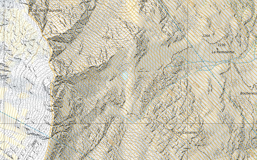 Carte nationale swisstopo avec le périmètre protégé de Mauvoisin (District franc fédéral)