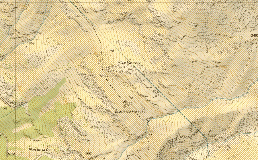 swisstopo national map showing the protected perimeter of Mauvoisin (Federal hunting reserve)