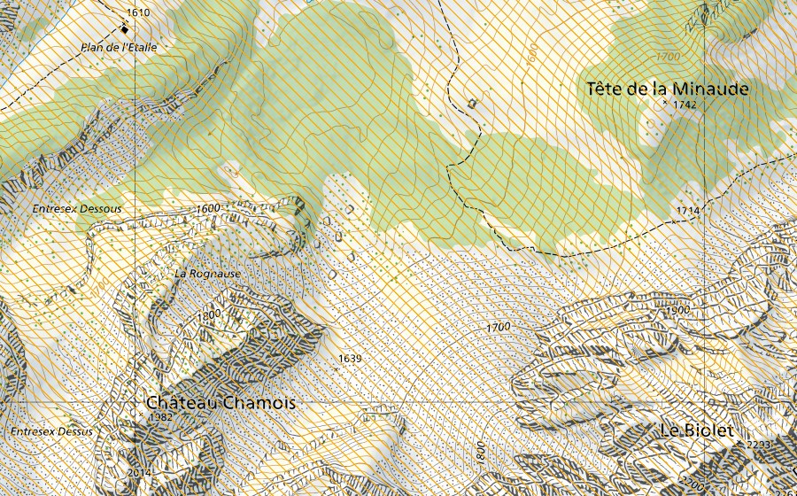Carte nationale swisstopo avec le périmètre protégé de Pierreuse-Gummfluh (District franc fédéral)