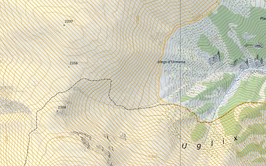 Landeskarte swisstopo mit dem Schutzperimeter von Piz Ela (Jagdbanngebiet)