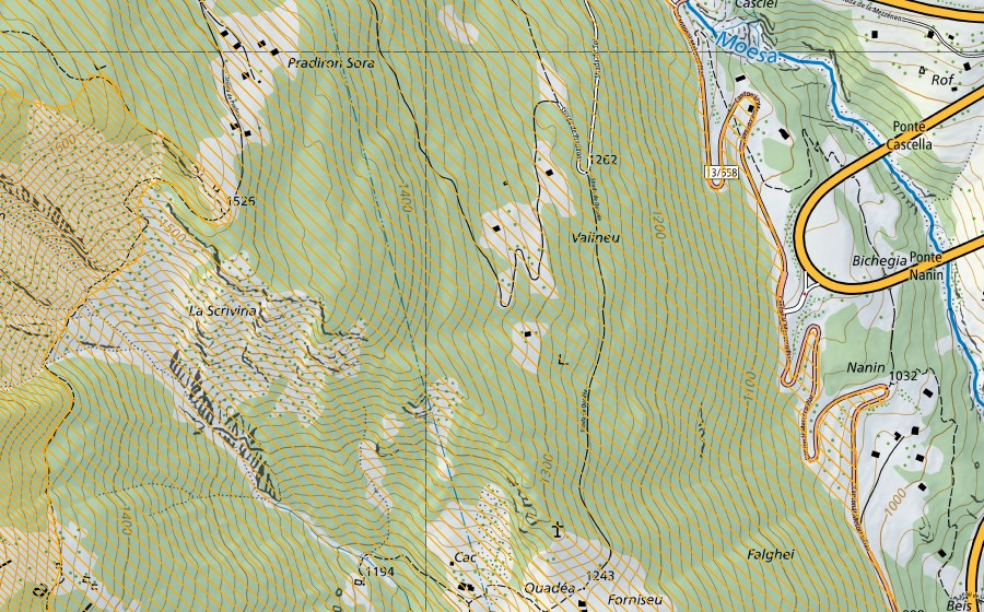 swisstopo national map showing the protected perimeter of Trescolmen (Federal hunting reserve)