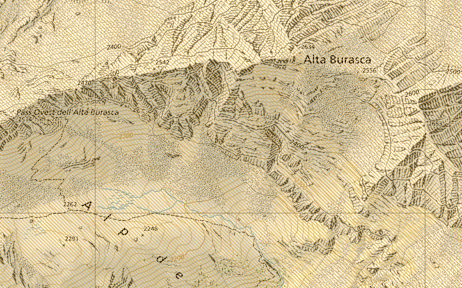swisstopo national map showing the protected perimeter of Trescolmen (Federal hunting reserve)