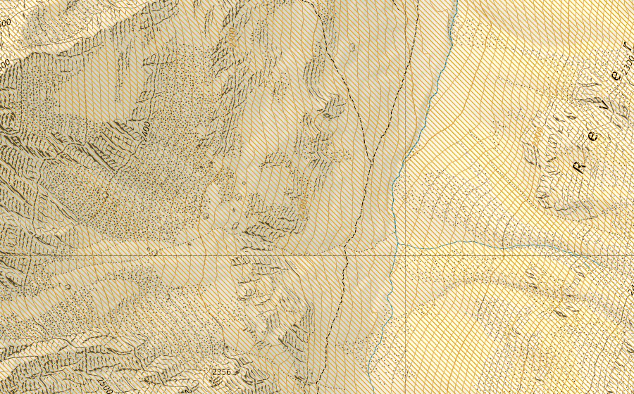 swisstopo national map showing the protected perimeter of Val Ferret / Combe de l'A (Federal hunting reserve)