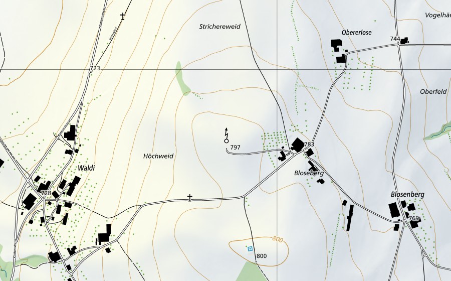 Carte nationale swisstopo avec le périmètre protégé de Beromünster (Station de mesure NABEL)