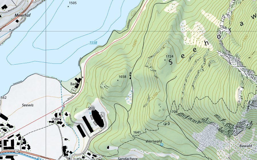 Carte nationale swisstopo avec le périmètre protégé de Davos (Station de mesure NABEL)