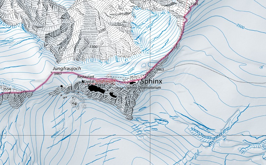 Carta nazionale swisstopo con il perimetro protetto di Jungfraujoch (Stazione di misura NABEL)