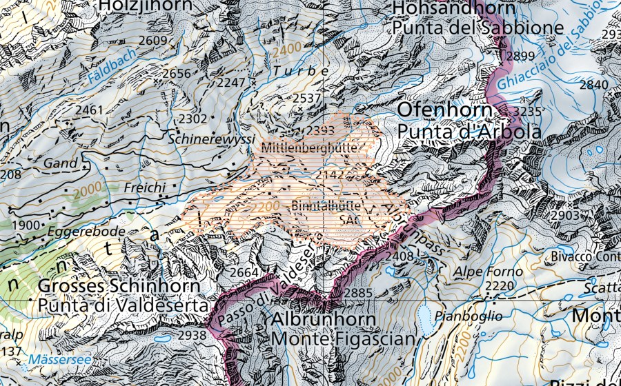 Carta nazionale swisstopo con il perimetro protetto di Albrun (Paesaggio palustre)