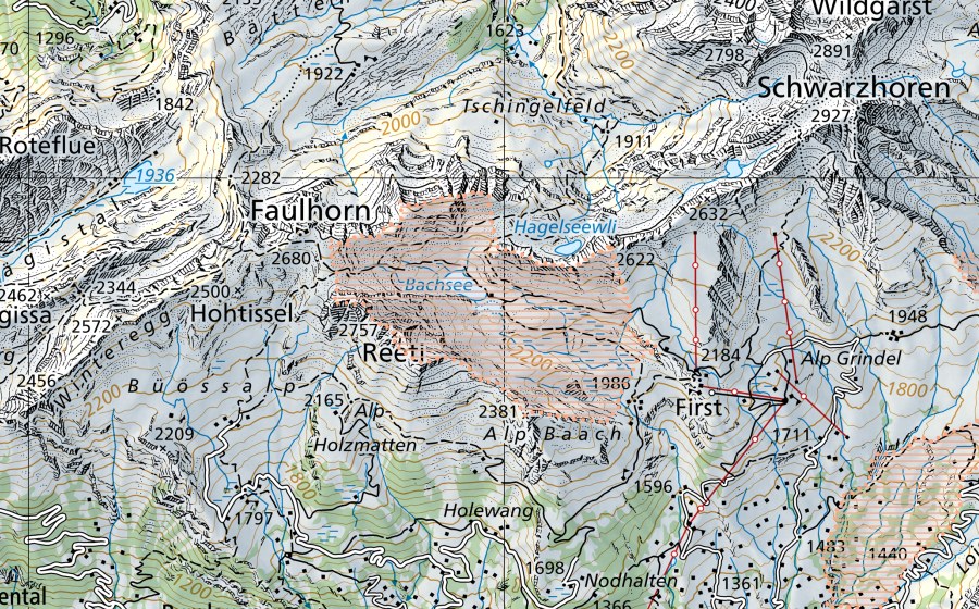 Carta nazionale swisstopo con il perimetro protetto di Bachsee (Paesaggio palustre)