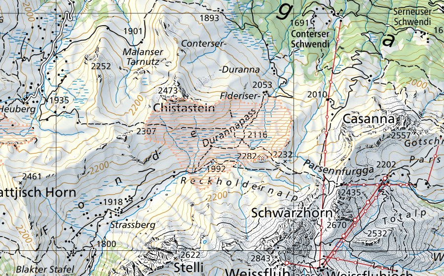 Carta nazionale swisstopo con il perimetro protetto di Durannapass (Paesaggio palustre)