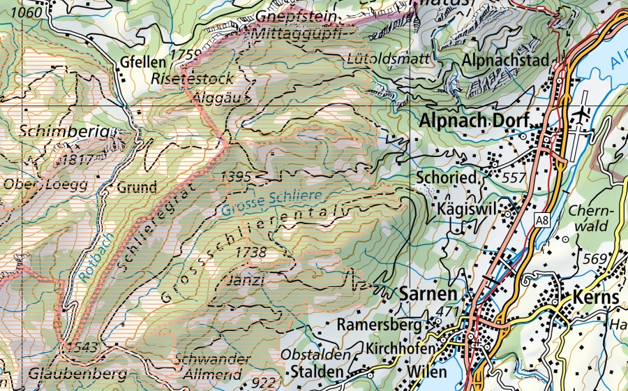 Carta nazionale swisstopo con il perimetro protetto di Glaubenberg (Paesaggio palustre)