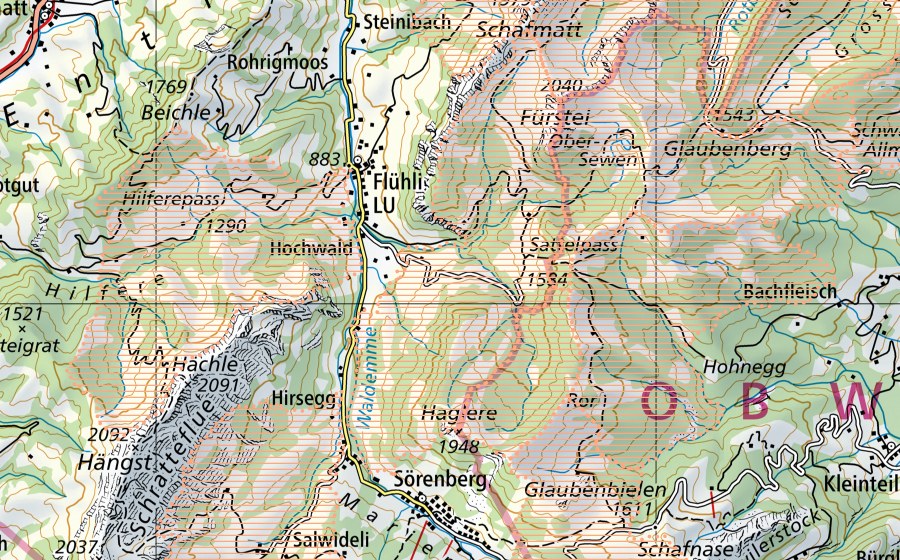 swisstopo national map showing the protected perimeter of Glaubenberg (Mire landscape)