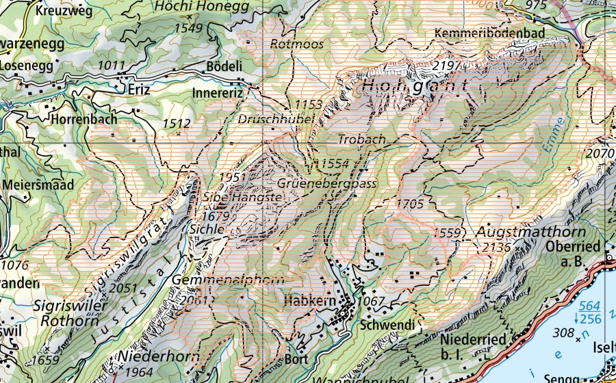 Carta nazionale swisstopo con il perimetro protetto di Habkern/Sörenberg (Paesaggio palustre)