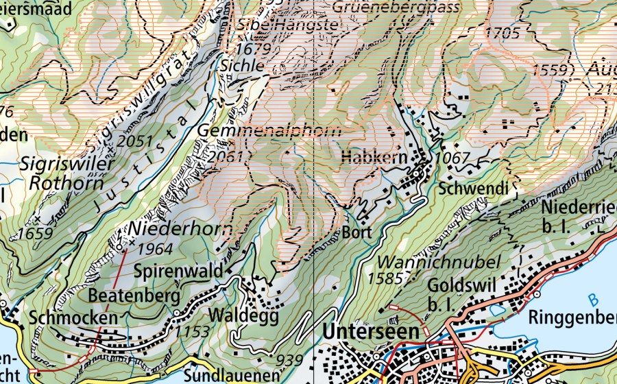 Landeskarte swisstopo mit dem Schutzperimeter von Habkern/Sörenberg (Moorlandschaft)