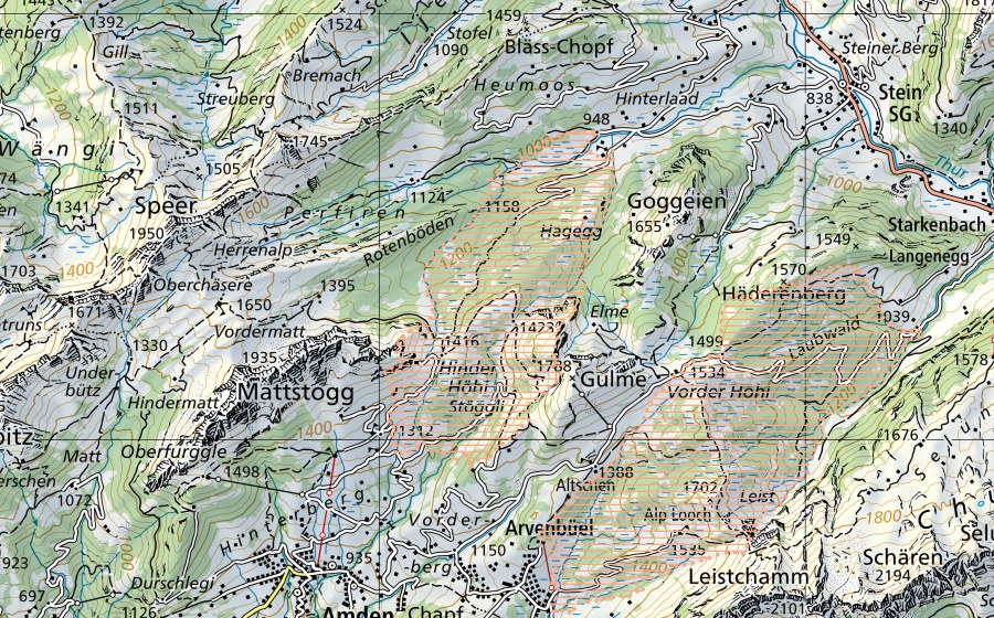 Landeskarte swisstopo mit dem Schutzperimeter von Hinter Höhi (Moorlandschaft)