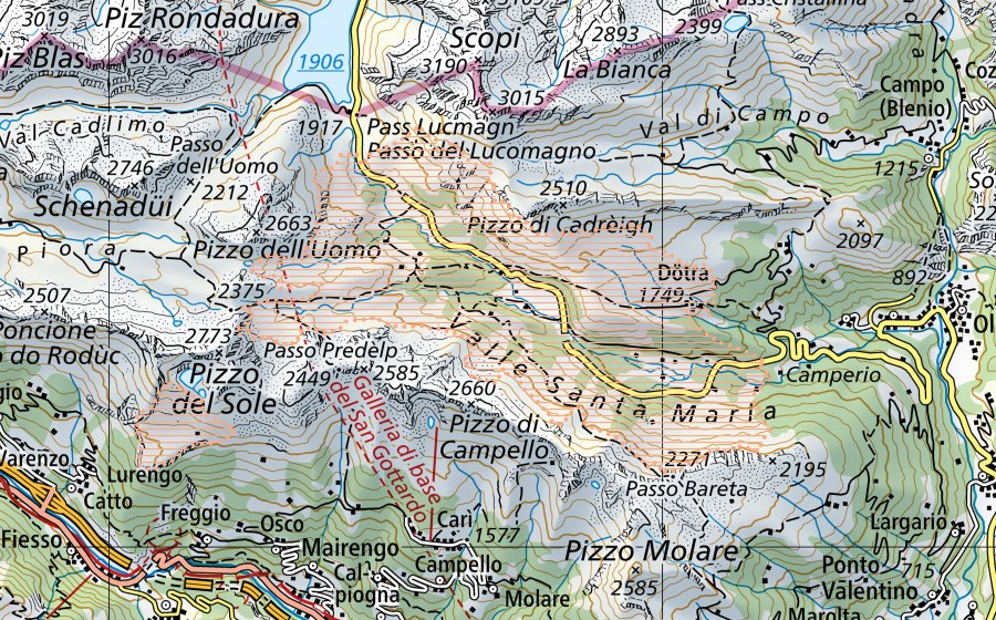 Carta nazionale swisstopo con il perimetro protetto di Lucomagno/Dötra (Paesaggio palustre)