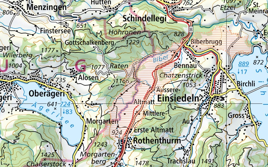 Carta nazionale swisstopo con il perimetro protetto di Rothenthurm (Paesaggio palustre)