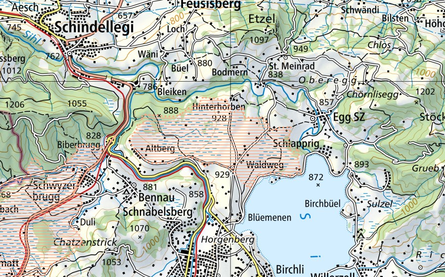swisstopo national map showing the protected perimeter of Schwantenau (Mire landscape)