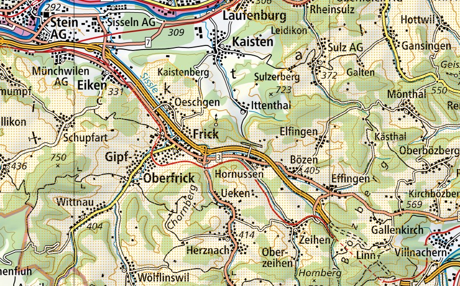Carta nazionale swisstopo con il perimetro protetto di Jurapark Aargau (Parco d’importanza nazionale)