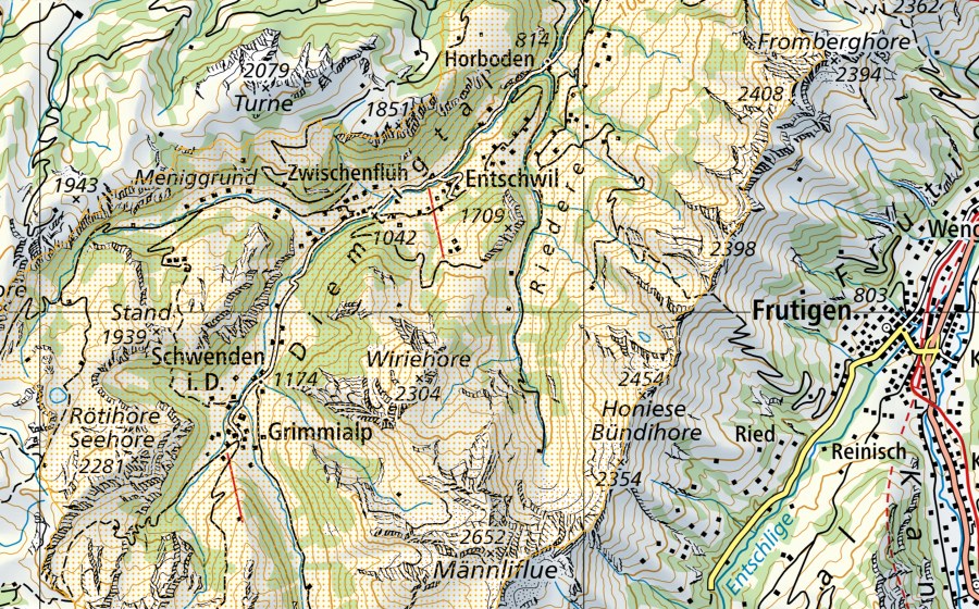 Carta nazionale swisstopo con il perimetro protetto di Naturpark Diemtigtal (Parco d’importanza nazionale)