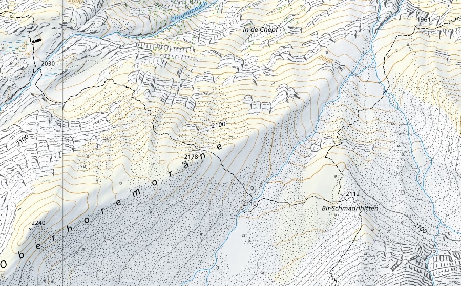 Carte nationale swisstopo avec le périmètre protégé de Alp Untersteinberg und Breitlauenen (Réserve naturelle)