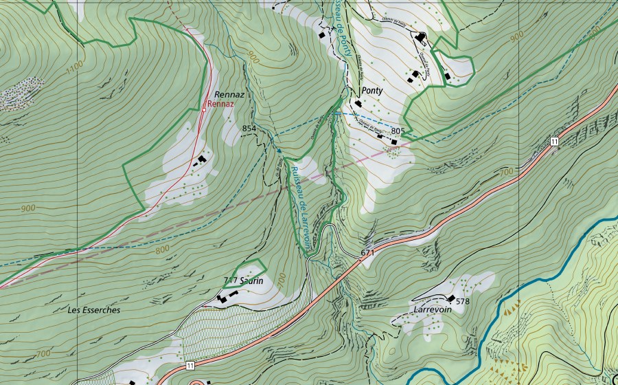 Carte nationale swisstopo avec le périmètre protégé de Aux Afforêts (Réserve naturelle)