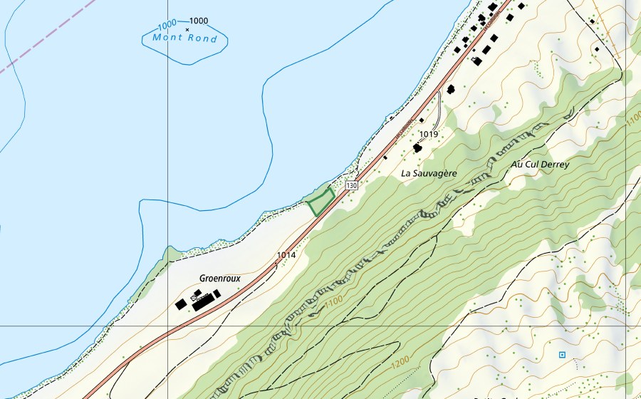 swisstopo national map showing the protected perimeter of Aux Besses (Nature reserve)