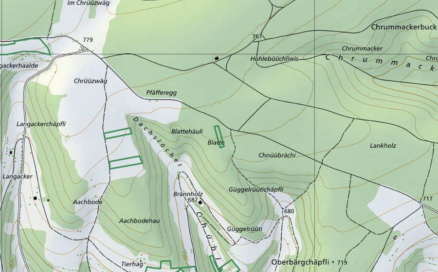 Landeskarte swisstopo mit dem Schutzperimeter von Blatte (Naturschutzgebiet)